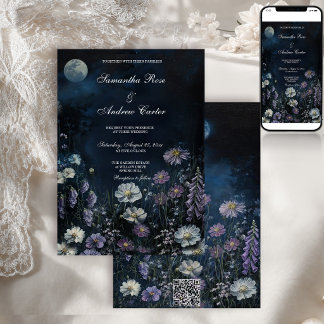 Dunkle Florale Fingerhut-Nachtgarten-Hochzeit Einladung