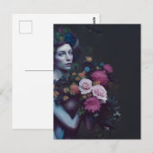 Dunkle florale Frau Postkarte (Vorne/Hinten)