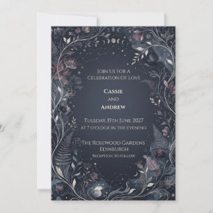 Dunkle Florale Himmlische Mondhochzeit Einladung