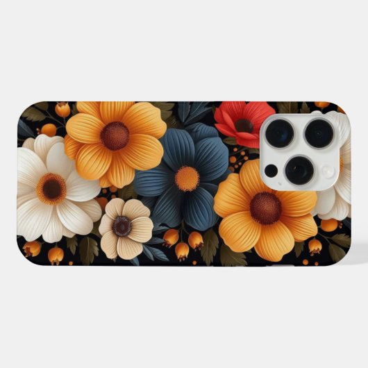 Dunkle florale iPhone 15 pro max Gehäuse iPhone Hülle (Rückseite (Horizontal))