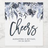 Dunkle florale Moderne Wasserfarbenhochzeit | Beif Weinetikett (Einzelnes Label)