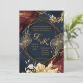 Dunkle Florale Monogramm-Abend-Einladung | Marineb Einladung (Stehend Vorderseite)