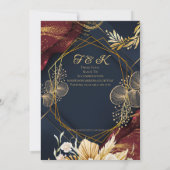 Dunkle Florale Monogramm-Abend-Einladung | Marineb Einladung (Rückseite)
