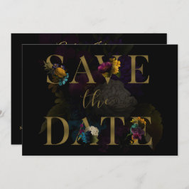 Dunkle florale Moody Mongram Wedding Save the Date Einladung