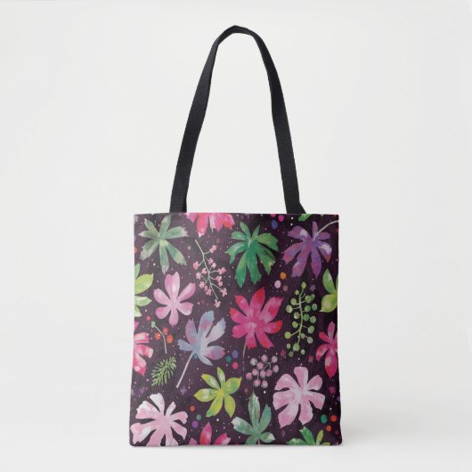 Dunkle Florale Muster Kunst-Tasche Tasche (Vorderseite)