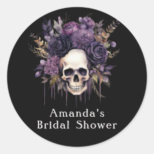 Dunkle florale Schädel-Hochzeitsdusche Geschenk  Runder Aufkleber