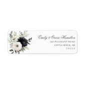 Dunkle Florale Schwarz & Creme Boho Rücksendeadres (Vorne)