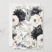 Dunkle Florale Schwarze Creme Boho Hochzeit Einladung (Rückseite)