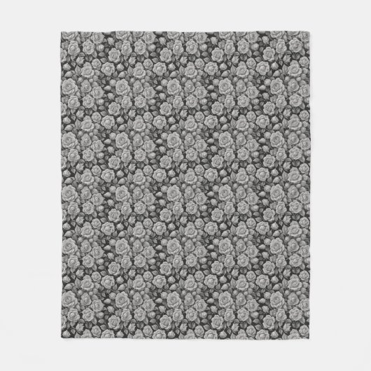 Dunkle Florale Schwarze Graue Rosen Ästhetik Fleecedecke (Vorderseite)