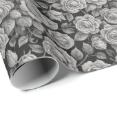 Dunkle Florale Schwarze Graue Rosen Ästhetik Geschenkpapier (Rolleneckpunkt)