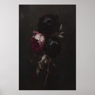 Dunkle Florale Stillleben-Malerei Düstere Pfingstr Poster