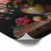 Dunkle florale Stillleben Vintage-Wandkunst Poster (Ecke)