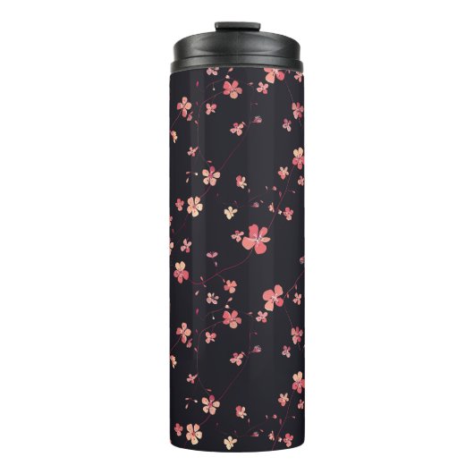 Dunkle florale Traummuster Thermosbecher (Vorderseite)