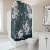 Dunkle florale Wasserfarbe, nahtloses Muster Duschvorhang (Beispiel)
