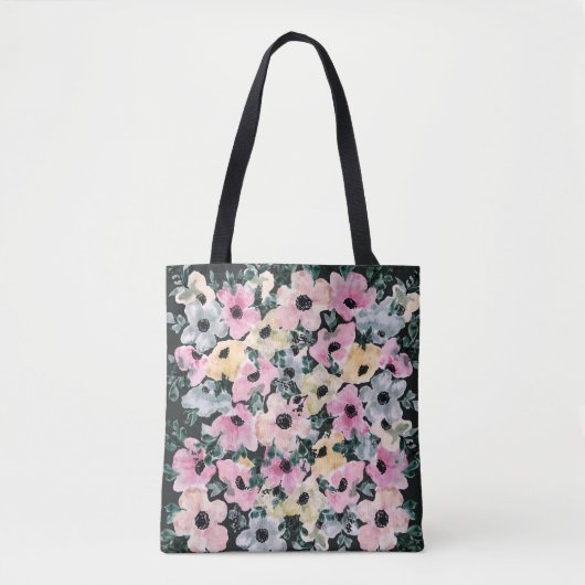 Dunkle florale Wasserfarbe: schöner Druck. Tasche (Vorderseite)