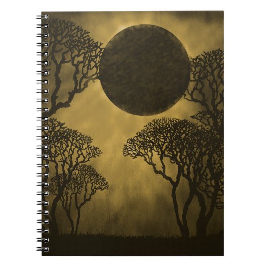 Dunkle Forest Eclipse Notebook, Gold Notizblock (Vorderseite)