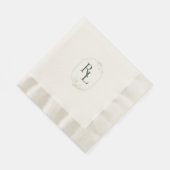 Dunkle Forest Green Ecru Floral Monogram Wedding Serviette (Ecke)