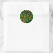 Dunkle Forest Green und Gold Marmor Textur Design Runder Aufkleber (Tasche)
