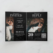 Dunkle Foto Magazine QR-Code in einer Hochzeit Einladung (Innenseite)