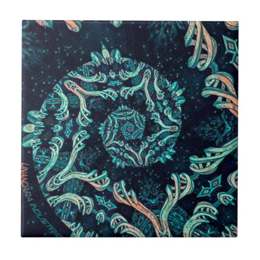 Dunkle Fraktal-Eleganz Fliese (Vorderseite)