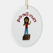 Dunkle Frau auf Soapbox Keramik Ornament (Rechts)