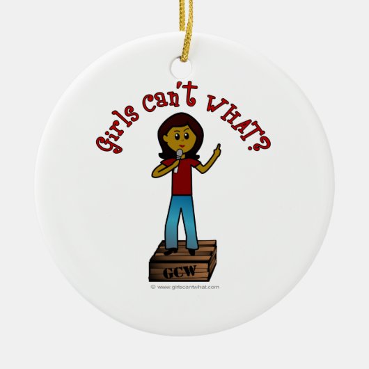 Dunkle Frau auf Soapbox Keramik Ornament (Vorne)