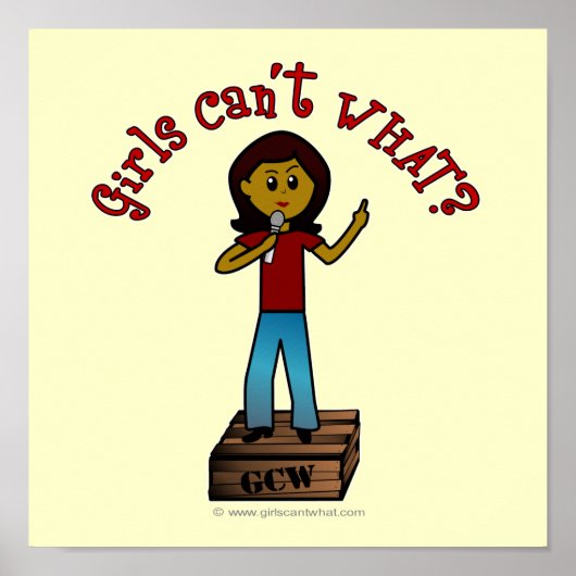 Dunkle Frau auf Soapbox Poster (Vorne)