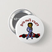 Dunkle Frau Rennfahrer Button (Vorne & Hinten)