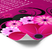 Dunkle Fuchsia Blumenzettel Poster (Ecke)