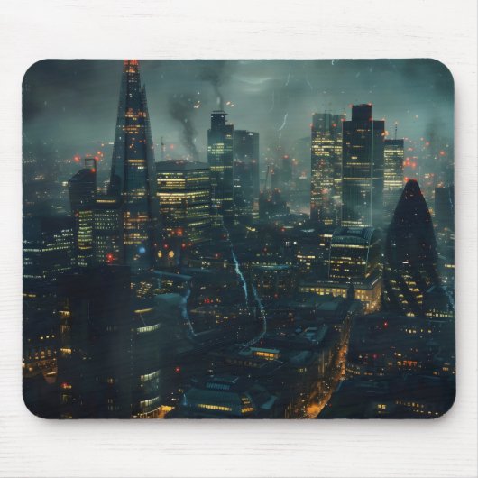 Dunkle Futuristische Stormy City Mousepad (Vorne)