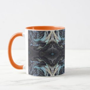 Dunkle Galaxie Blau Gold Marmor Fluid Art Orange A Tasse