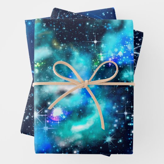 Dunkle Galaxie Sterne Universum Geschenkpapier Set (Beispiel)