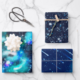 Dunkle Galaxie Sterne Universum Geschenkpapier Set
