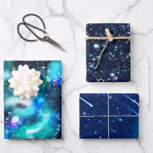 Dunkle Galaxie Sterne Universum Geschenkpapier Set