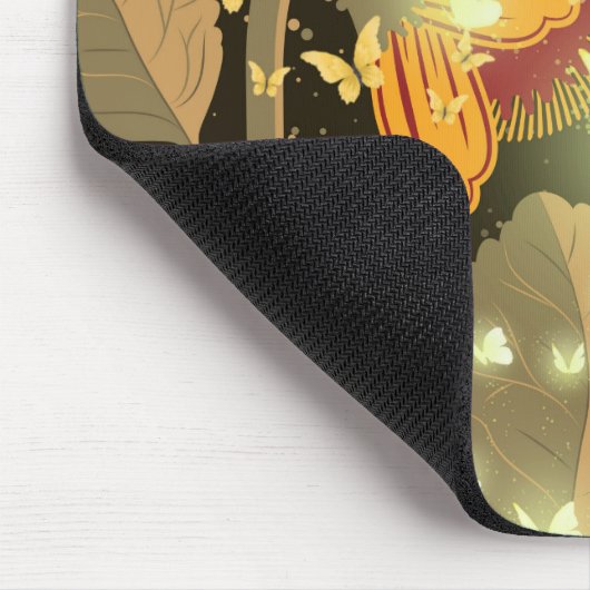 Dunkle Garden-Blume und Lighten Butterfliegen Mousepad (Ecke)