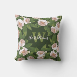 Dunkle Gartenharmonie: Kamelien und Grünanlagen Kissen