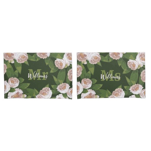 Dunkle Gartenharmonie: Kamelien und Grünanlagen Kissenbezug (Vorderseite-Set)