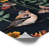 Dunkle Gartenvögel und Schmetterlinge Poster (Ecke)