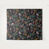 Dunkle Gartenvögel und Schmetterlinge Wandteppich (Vorderseite (Horizontal))