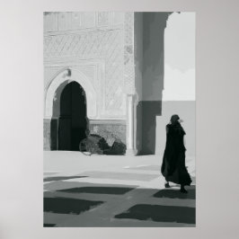 Dunkle Gasse in Fez Poster