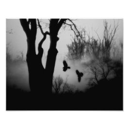Dunkle geheimnisvolle Waldkrähen Fotodruck