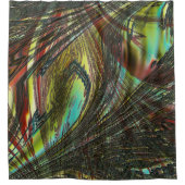 Dunkle gekreuzte Pfauenfedern Duschvorhang (Vorderseite)