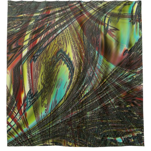 Dunkle gekreuzte Pfauenfedern Duschvorhang (Vorderseite)