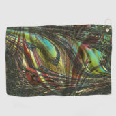 Dunkle gekreuzte Pfauenfedern Golfhandtuch (Horizontal)
