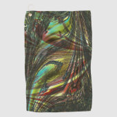 Dunkle gekreuzte Pfauenfedern Golfhandtuch (Vorderseite)