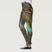 Dunkle gekreuzte Pfauenfedern Leggings (Links)