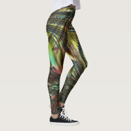 Dunkle gekreuzte Pfauenfedern Leggings