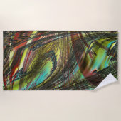 Dunkle gekreuzte Pfauenfedern Strandtuch (Vorderseite)