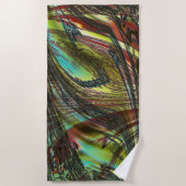 Dunkle gekreuzte Pfauenfedern Strandtuch (Vorderseite)