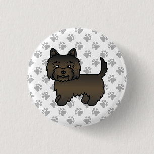 Dunkle Gescheckte Cairn Terrier Hund Illustration Button
